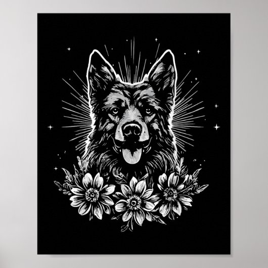 Tattoo Style Lover German Shepherd Retro Dog Poster (Vorne)