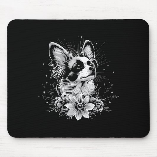 Tattoo Style Lover Papillon Retro Dog Mousepad (Vorne)