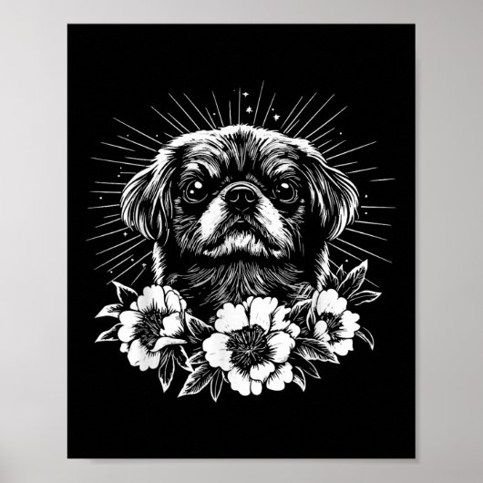 Tattoo Style Lover Pekingese Retro Dog Poster (Vorne)