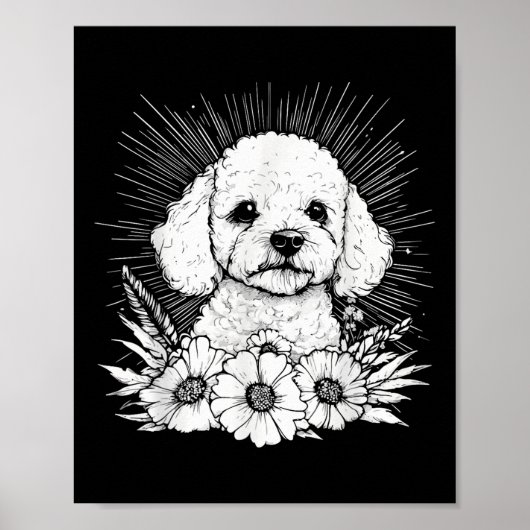 Tattoo Style Lover Poodle Retro Dog _1 Poster (Vorne)