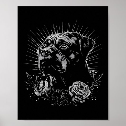Tattoo Style Lover Rottweiler Retro Dog Poster (Vorne)