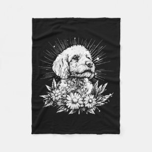Tattoo Style Lover Spanish Water Retro Dog _1 Fleecedecke