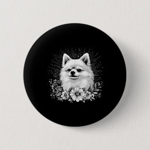Tattoo Style Lover Spitz Retro Dog _1 Button