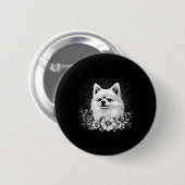 Tattoo Style Lover Spitz Retro Dog _1 Button (Vorne & Hinten)