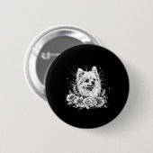 Tattoo Style Lover Spitz Retro Dog Button (Vorne & Hinten)