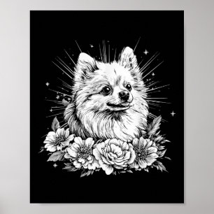 Tattoo Style Lover Spitz Retro Dog Poster