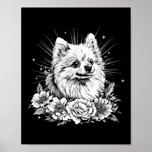 Tattoo Style Lover Spitz Retro Dog Poster (Vorne)