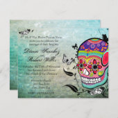 Tattoo Style Muerte Schädel und Schnörkel laden Einladung (Vorne/Hinten)