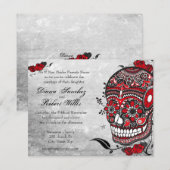 Tattoo Style Muerte Skull und Schnörkel laden ein Einladung (Vorne/Hinten)