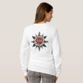 Tattoo Style Rose Compass T-Shirt Design (Schwarz voll)