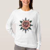 Tattoo Style Rose Compass T-Shirt Design (Vorderseite)