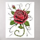 "Tattoo Style Rote Rose" Plakatdruck Poster (Vorne)