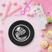 Tattoo Style White Dragon Pappteller (Party)