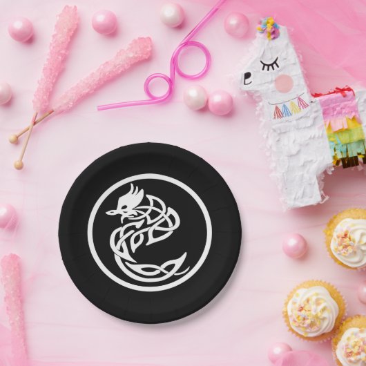 Tattoo Style White Dragon Pappteller (Party)