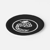 Tattoo Style White Dragon Pappteller (Schrägansicht)