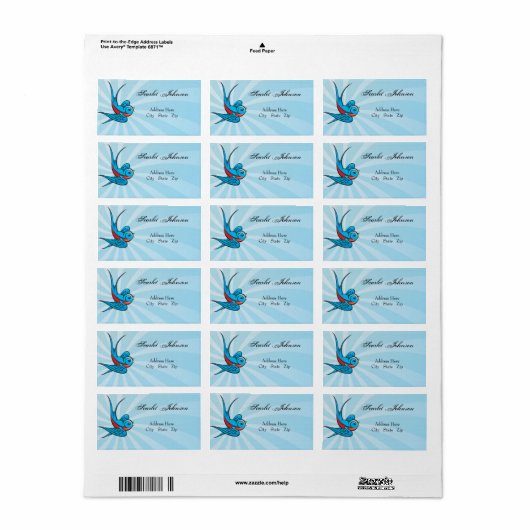 Tattoo Swallows and Scroll Urban Address Labels Adressaufkleber (Vorne)