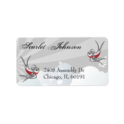 Tattoo Swallows and Scroll Urban Address Labels Adressaufkleber (Vorne)