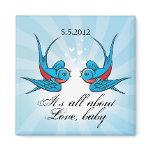 Tattoo Swallows Save the Date Wedding Magnet