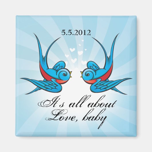 Tattoo Swallows Save the Date Wedding Magnet (Vorne)