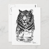 Tattoo Tiger Art Postkarte (Vorne/Hinten)