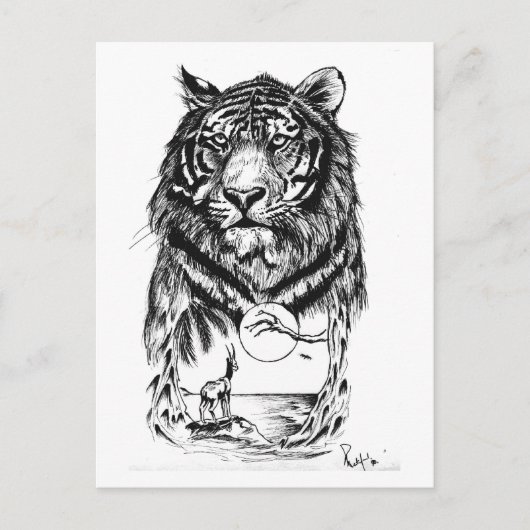 Tattoo Tiger Art Postkarte (Vorderseite)