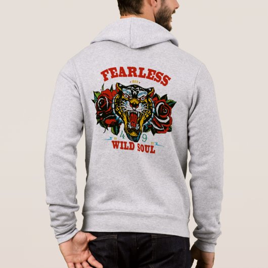 Tattoo tigre fearless wild soul slogan old school hoodie (Rückseite)