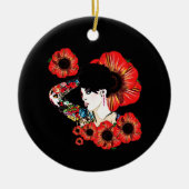 Tattoo Tintenfisch unter Mohn Blume Kunst von Leah Keramik Ornament (Vorne)