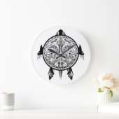 Tattoo Tribal Turtle Große Wanduhr (Zuhause)