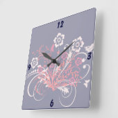 Tattoo von Blume - Quadratische Wanduhr (Winkel)