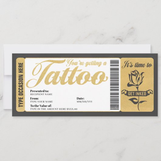 Tattoo Voucher Certificate Ticket Geschenkkarte Einladung (Vorderseite)