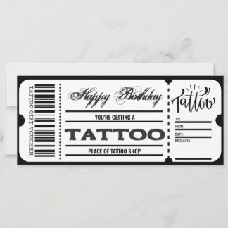 Tattoo Voucher Certificate Ticket Geschenkkarte Einladung
