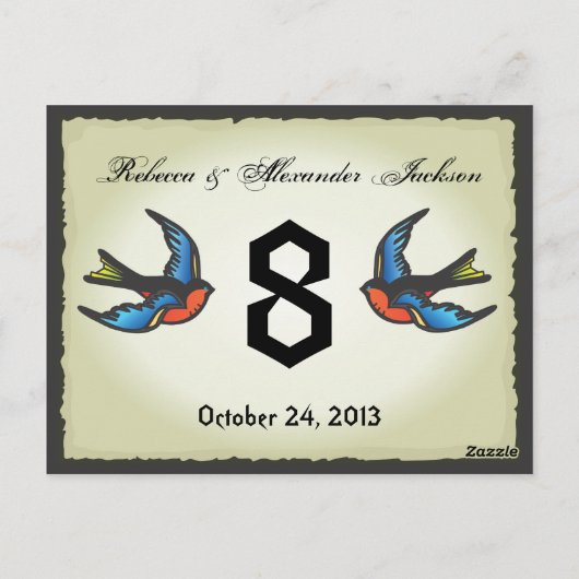 Tattoo Wedding Tischnummer Card (Rückseite)