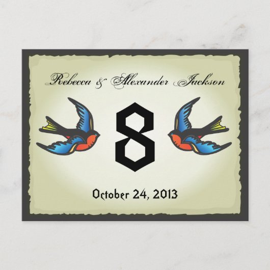 Tattoo Wedding Tischnummer Card (Vorderseite)
