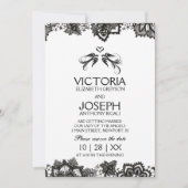 Tattoo Wedite ~ Black Birds & Lace Einladung (Vorderseite)