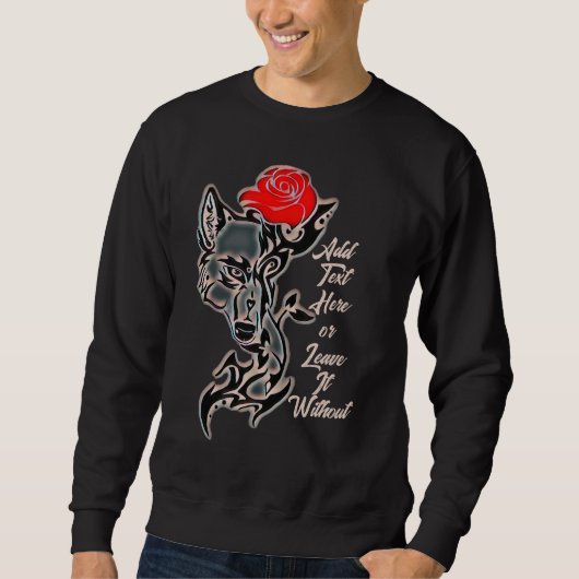 Tattoo Wolf Head and Rote Rose Sweatshirt (Vorderseite)