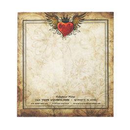 Tattoo Wonged Heart Distressed Vintag Notepad Notizblock