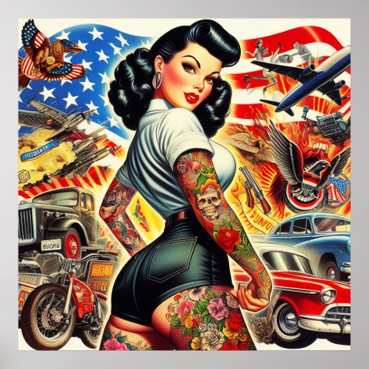 Tattooed American Button-up Poster (Vorne)