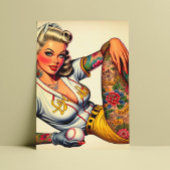 Tattooed Baseball Girl Postkarte