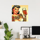 Tattooed Beer Girl Poster (Heimbüro)