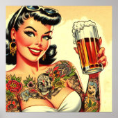 Tattooed Beer Girl Poster (Vorne)