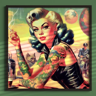 Tattooed Biker Button-up Poster