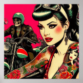 Tattooed Biker Girl Poster (Vorne)