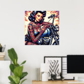 Tattooed Biker Girl Poster (Heimbüro)