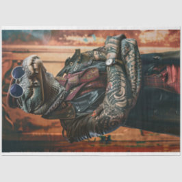 Tattooed Boss Alligator Gedreht Dekoupage Seidenpapier