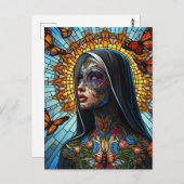 Tattooed Butterfly Nun verklebte Glass Postkarte (Vorne/Hinten)