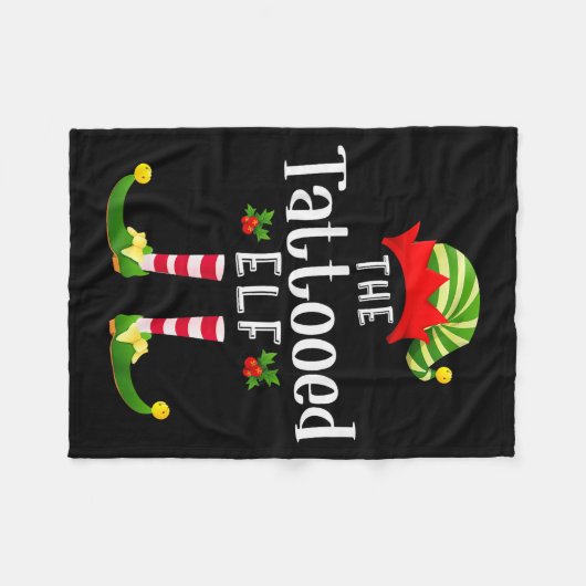Tattooed Christmas Elf Matching Pajama X-mas Party Fleecedecke (Vorderseite (Horizontal))