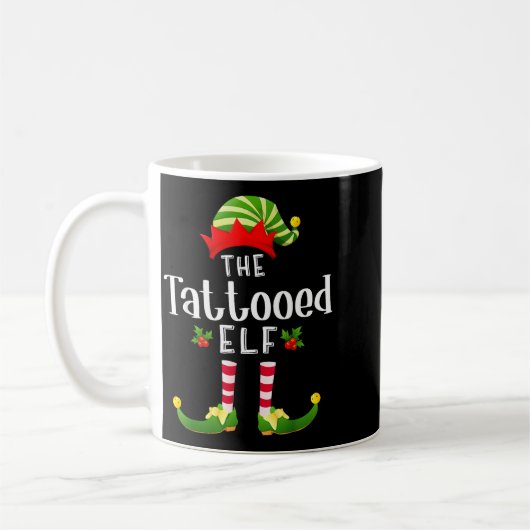 Tattooed Christmas Elf Matching Pajama X-mas Party Kaffeetasse (Links)