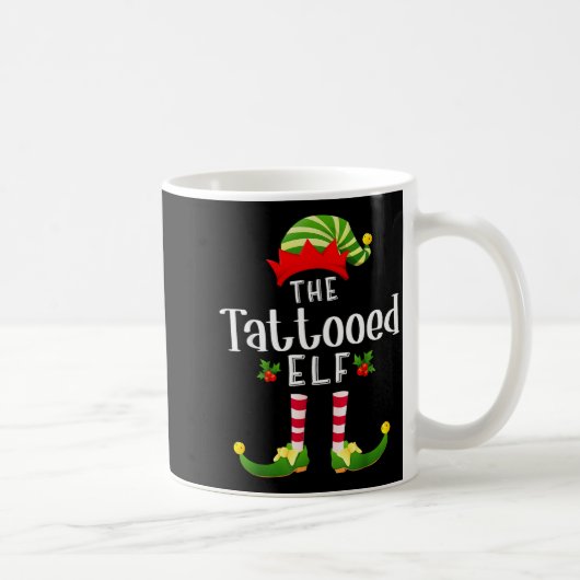 Tattooed Christmas Elf Matching Pajama X-mas Party Kaffeetasse (Rechts)