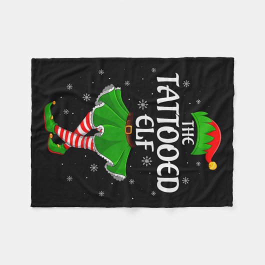 Tattooed Elf Christmas Family Girls Women Elf Squa Fleecedecke (Vorderseite (Horizontal))