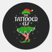 Tattooed Elf Christmas Family Girls Women Elf Squa Runder Aufkleber (Vorderseite)